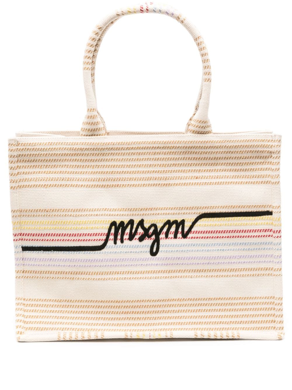 MSGM Gestreifter Shopper mit Logo-Stickerei - Nude von MSGM