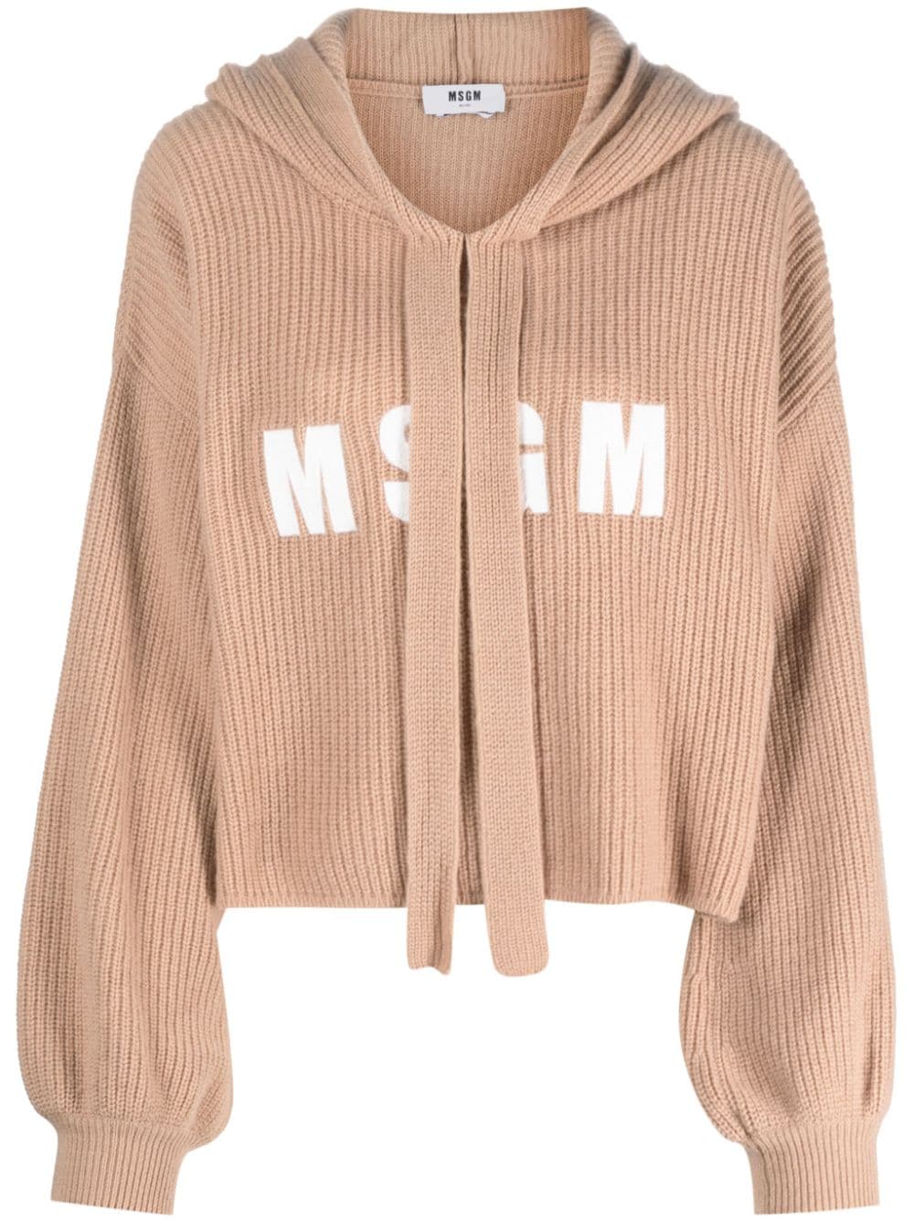 MSGM Gestrickter Hoodie - Nude von MSGM