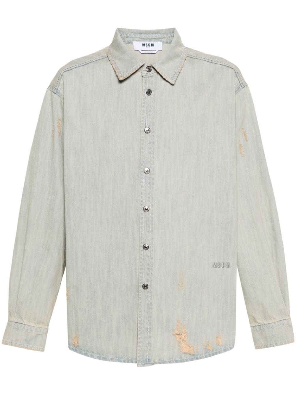 MSGM Jeanshemd im Distressed-Look - Blau von MSGM