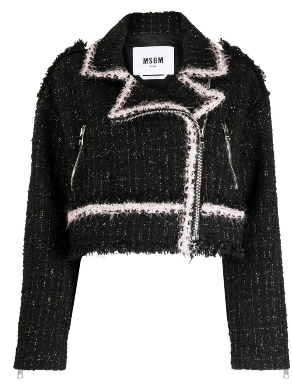 MSGM Kurze Tweed-Jacke - Schwarz von MSGM