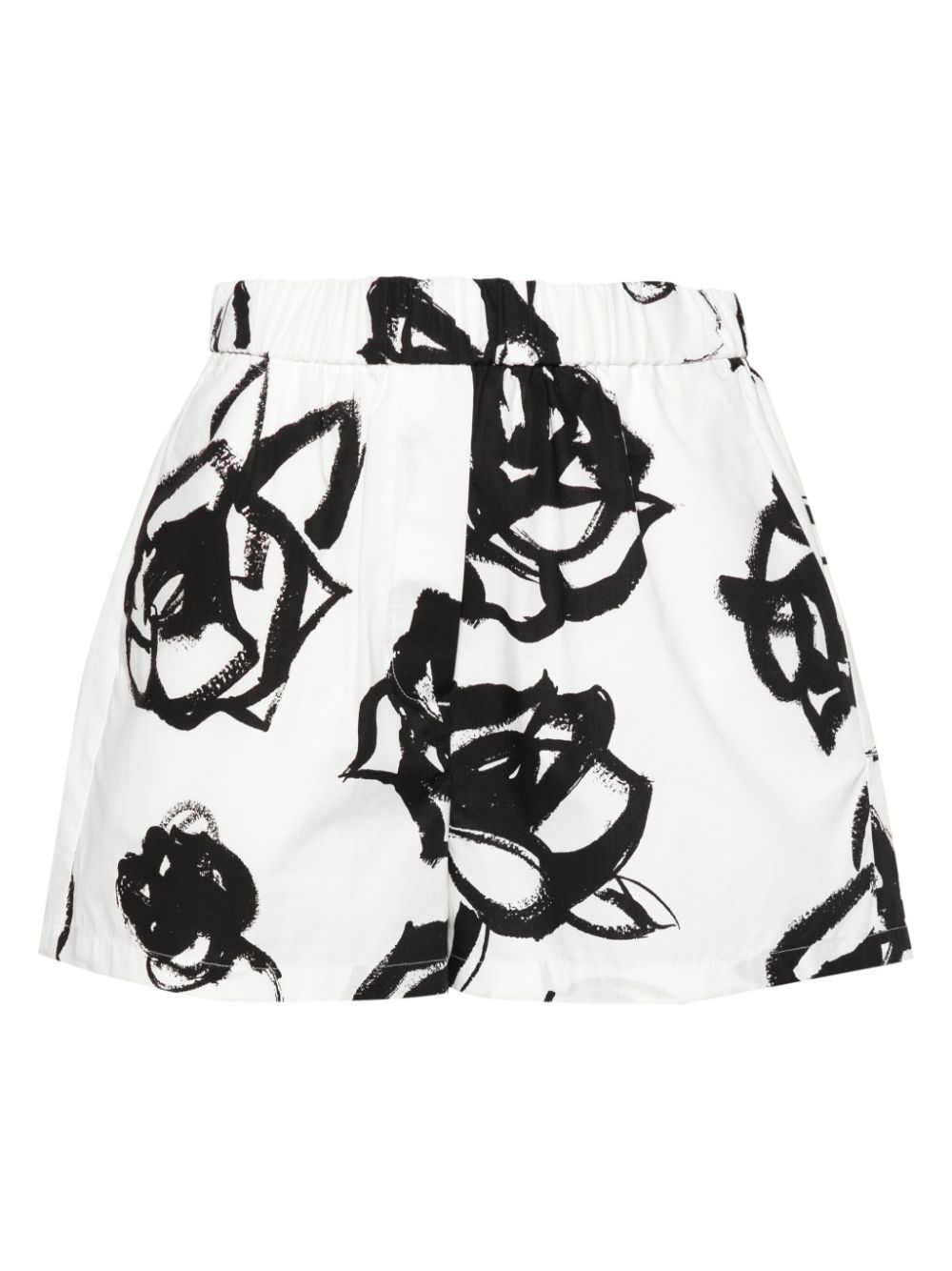 MSGM Shorts aus Popeline mit Blumen-Print - Schwarz von MSGM