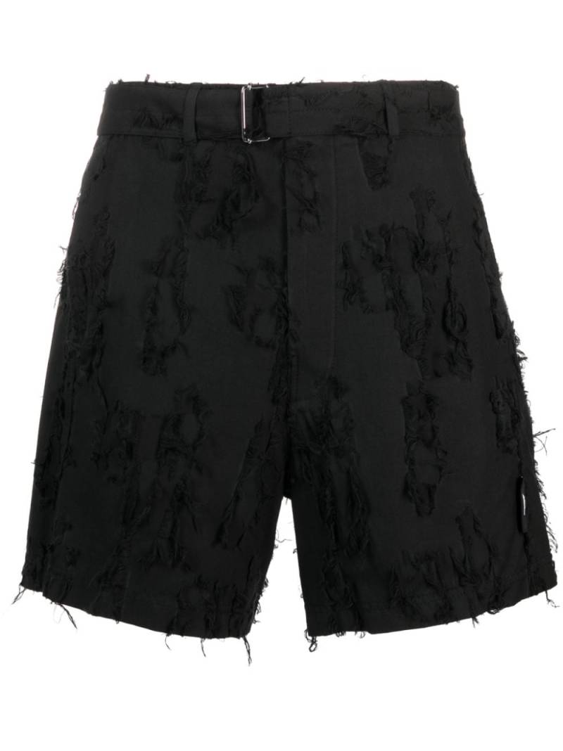 MSGM Shorts im Distressed-Look mit Gürtel - Schwarz von MSGM