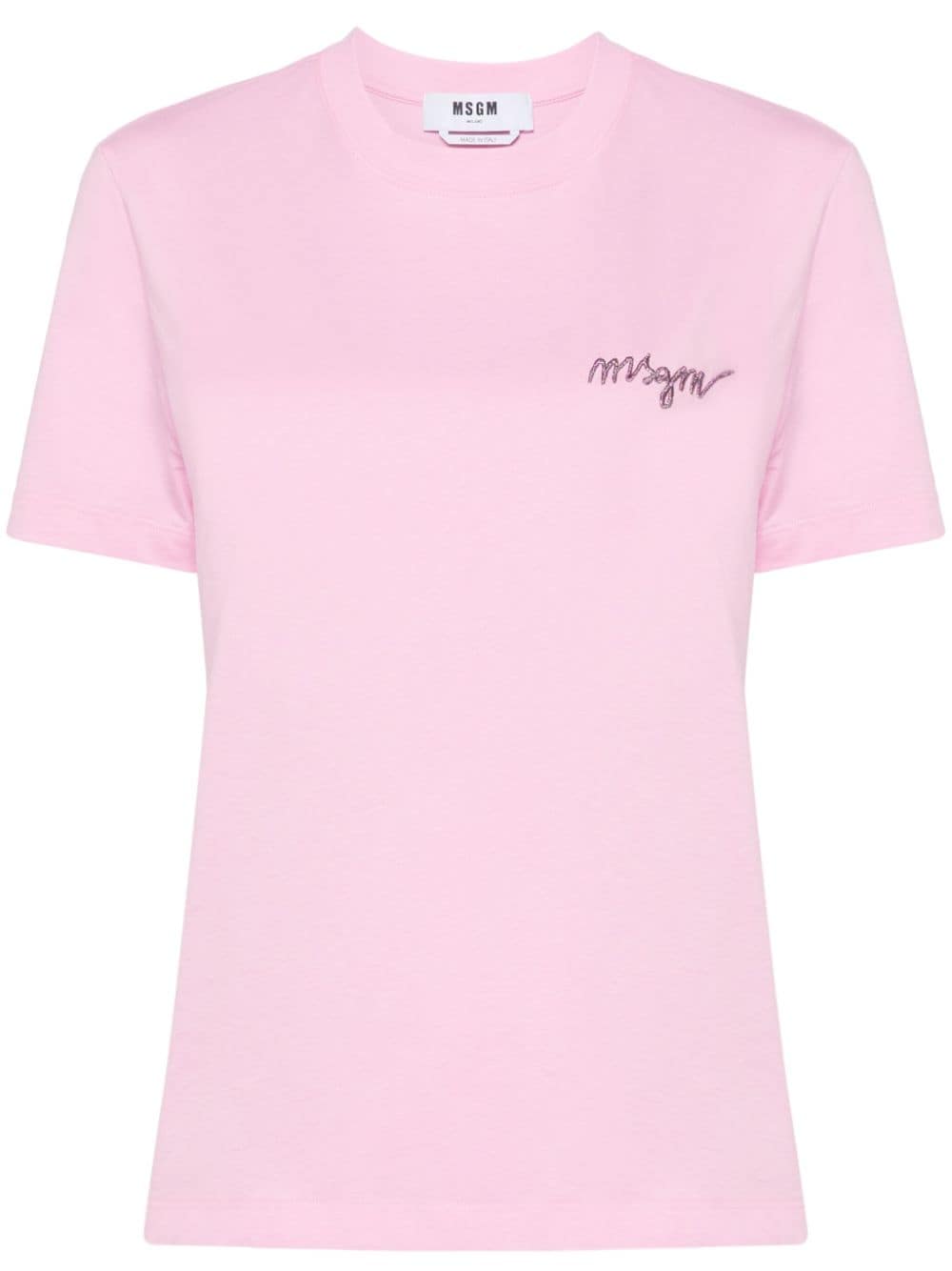 MSGM T-Shirt mit Logo-Stickerei - Rosa von MSGM