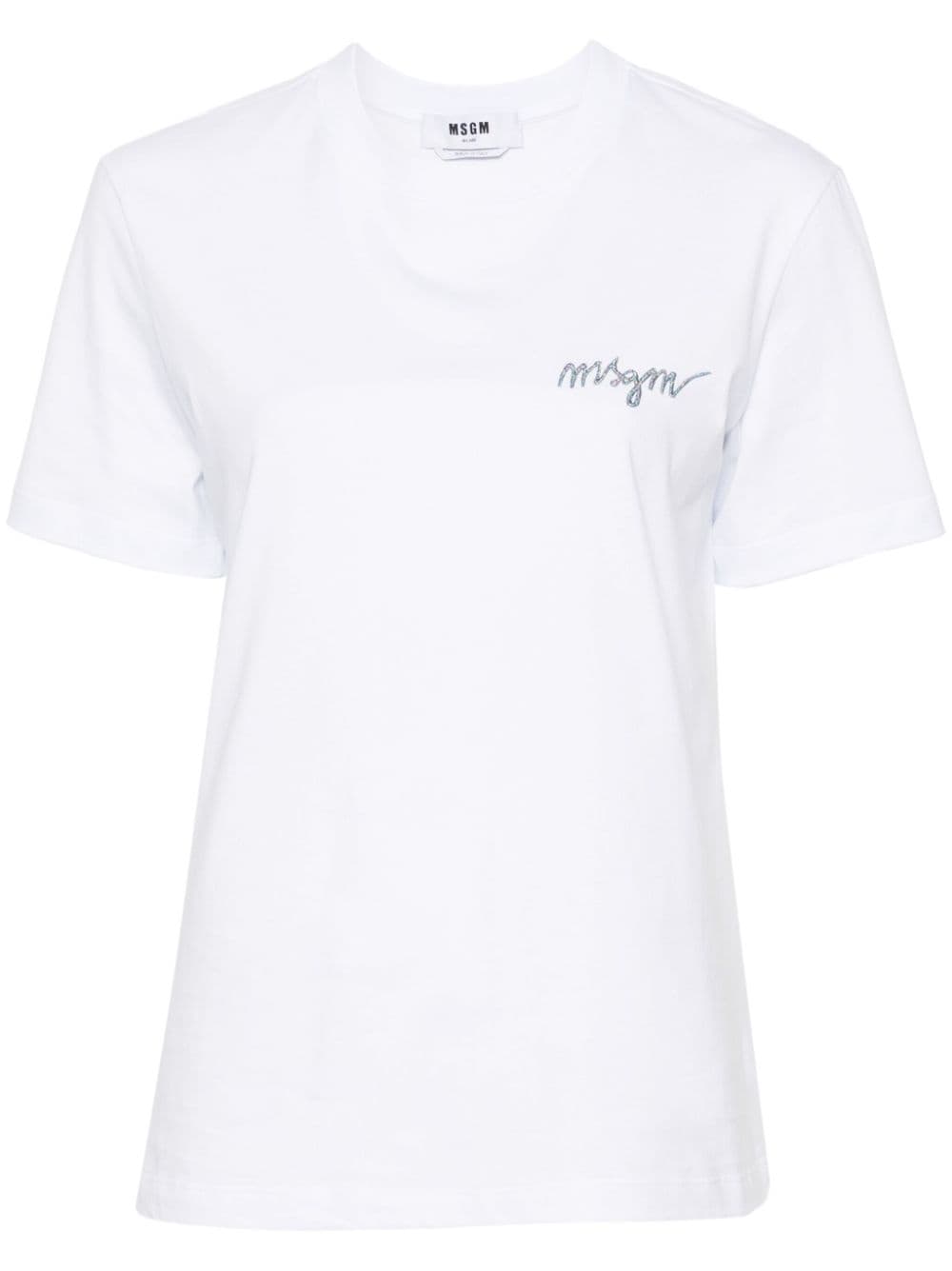 MSGM T-Shirt mit Logo-Stickerei - Weiß von MSGM