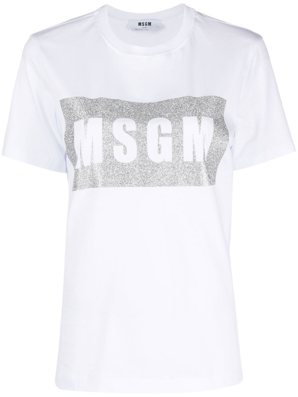 MSGM T-Shirt mit Print in Glitter-Optik - Weiß von MSGM