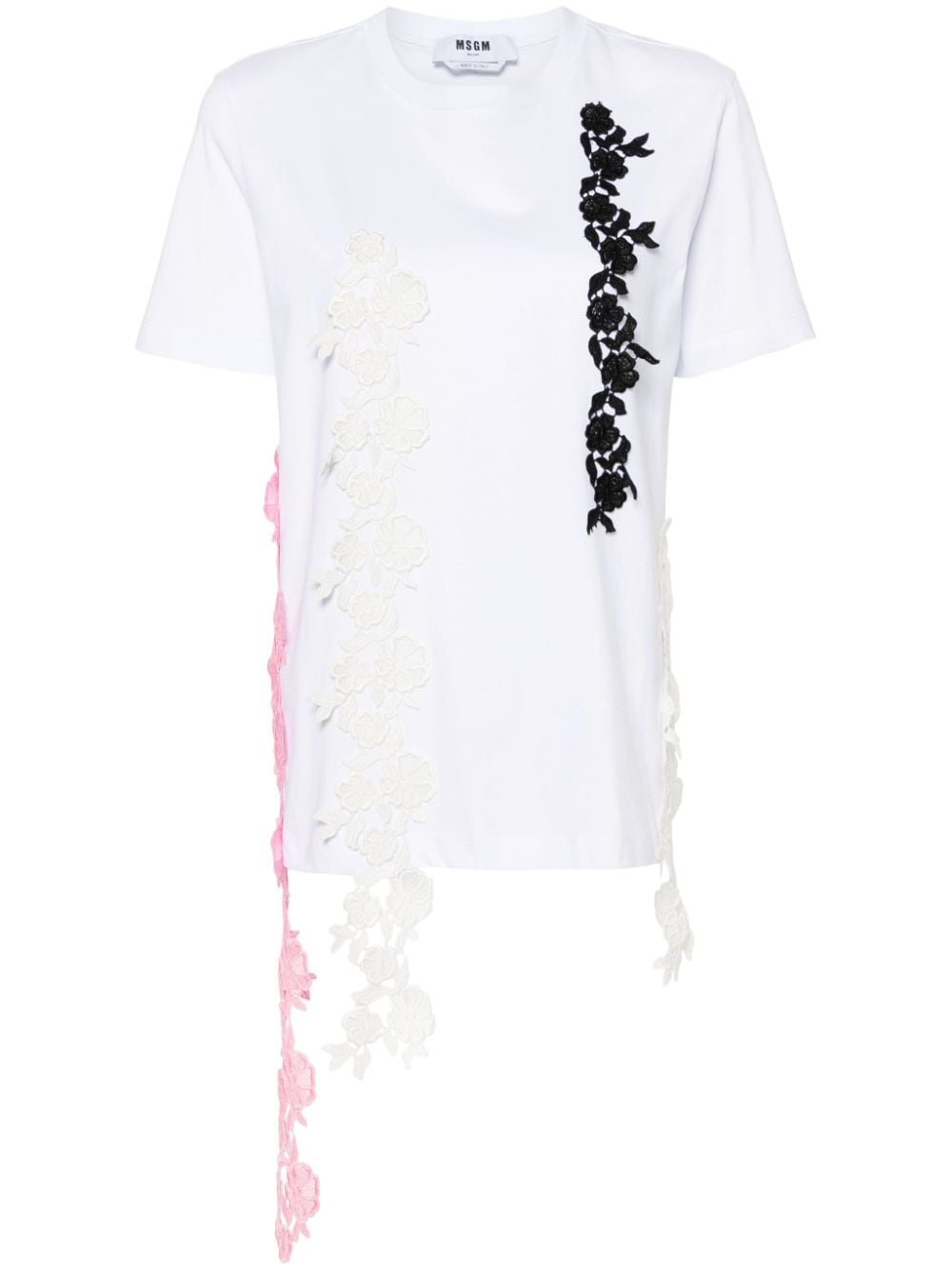 MSGM T-Shirt mit Spitzenbesatz - Weiß von MSGM