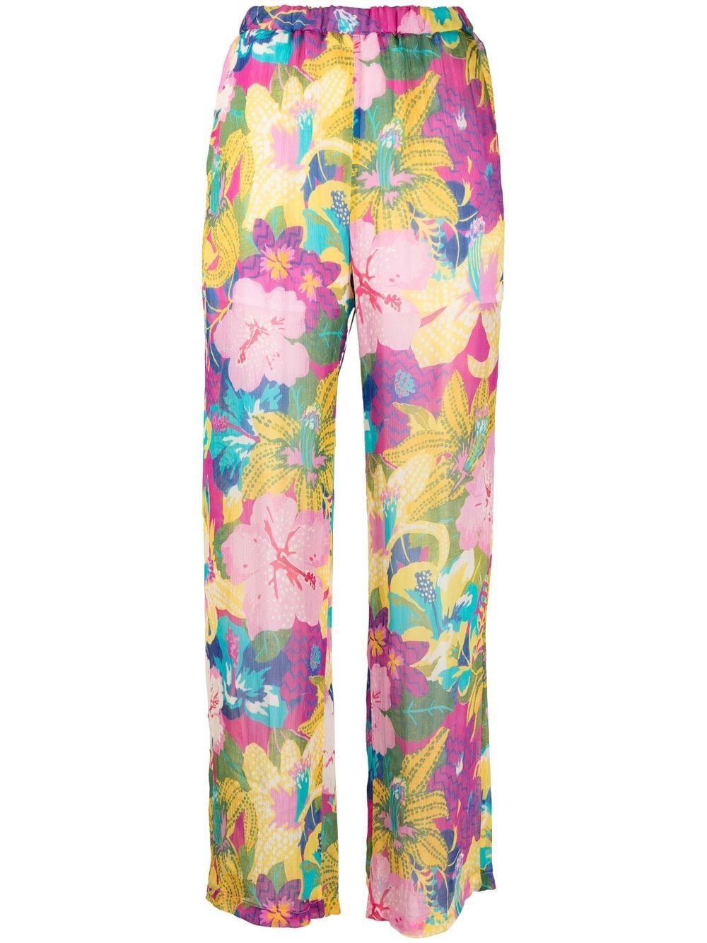 MSGM Transparente Hose mit tropischem Print - Rosa von MSGM