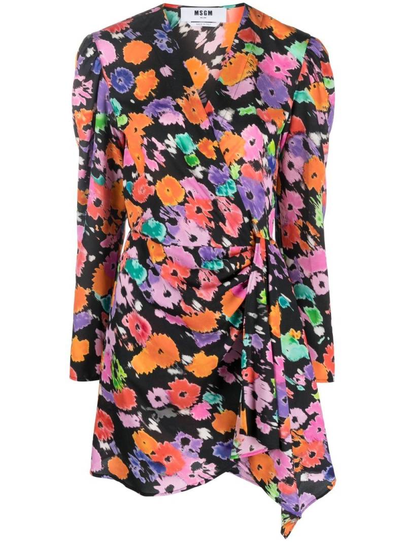 MSGM Wickelkleid mit Blumen-Print - Orange von MSGM