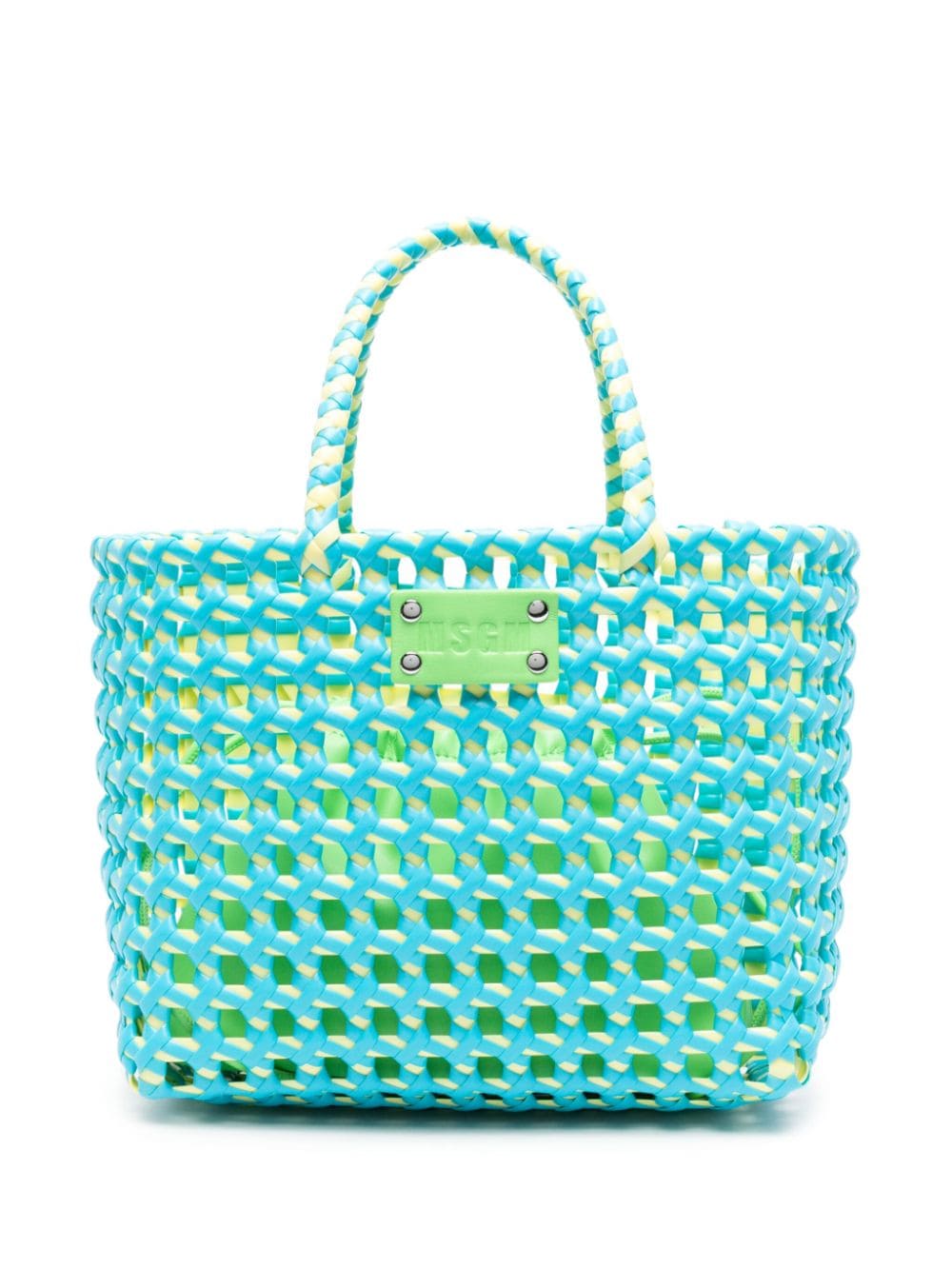 MSGM Woven Shopper mit Logo-Patch - Blau von MSGM