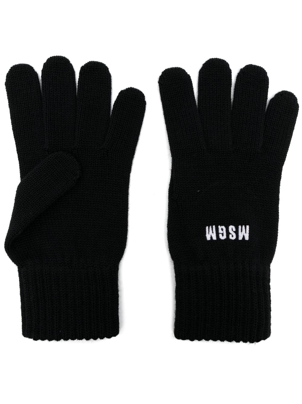 MSGM Handschuhe mit Logo-Stickerei - Schwarz von MSGM