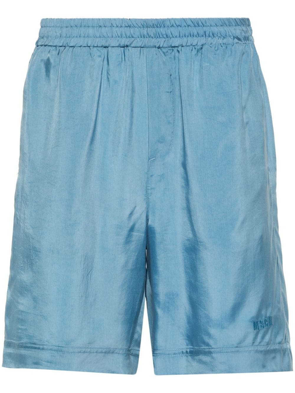 MSGM logo-embroidered satin shorts - Blau von MSGM