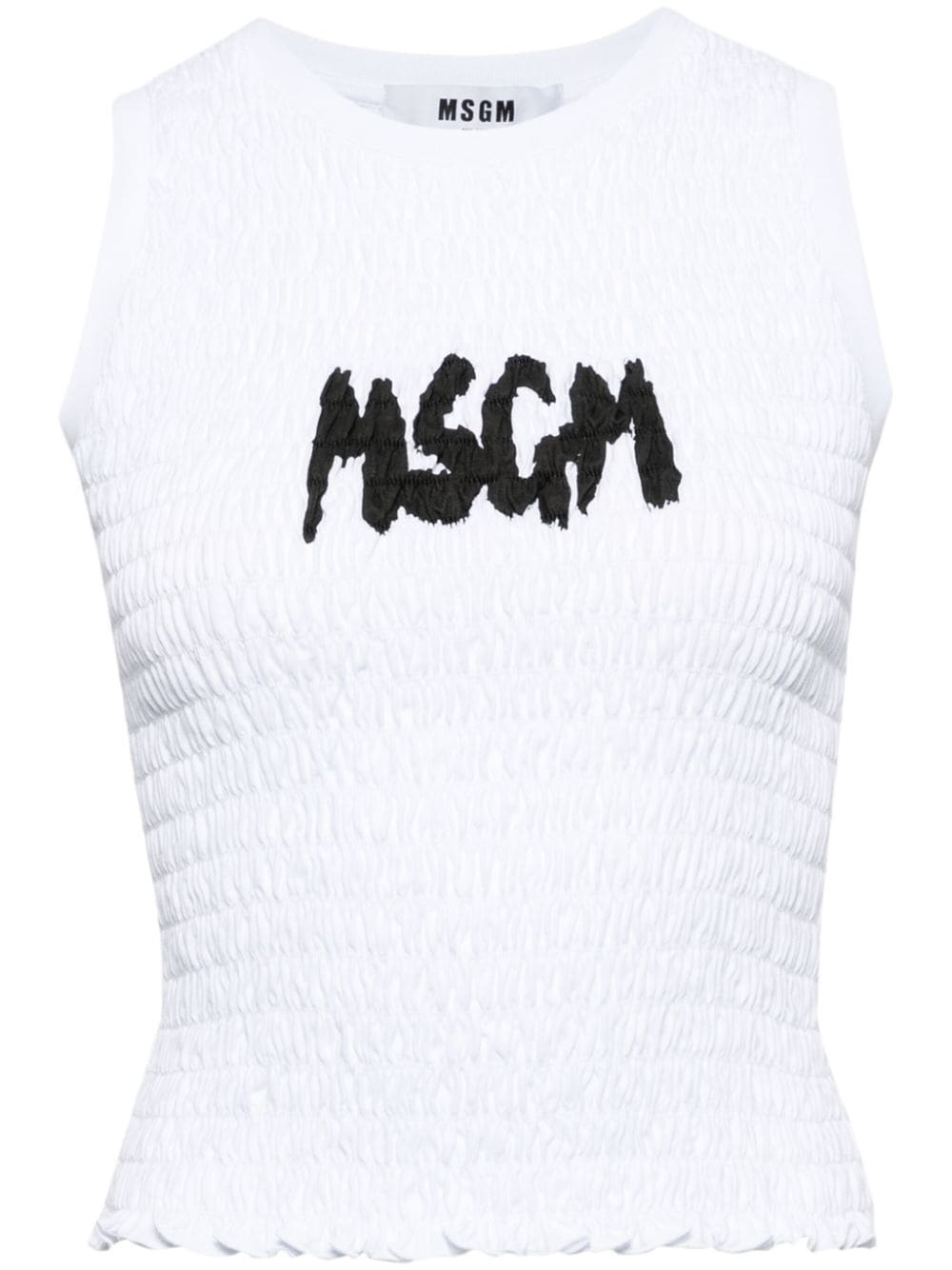 MSGM Gesmoktes Oberteil mit Logo - Weiß von MSGM