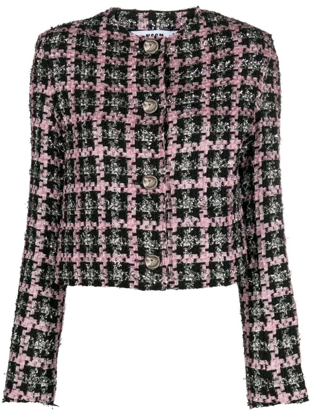 MSGM Karierte Tweed-Jacke - Schwarz von MSGM