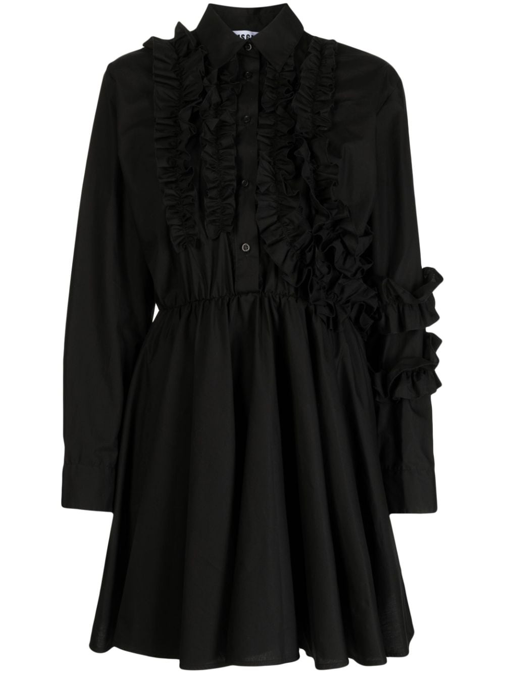 MSGM Hemdkleid mit Rüschendetail - Schwarz von MSGM