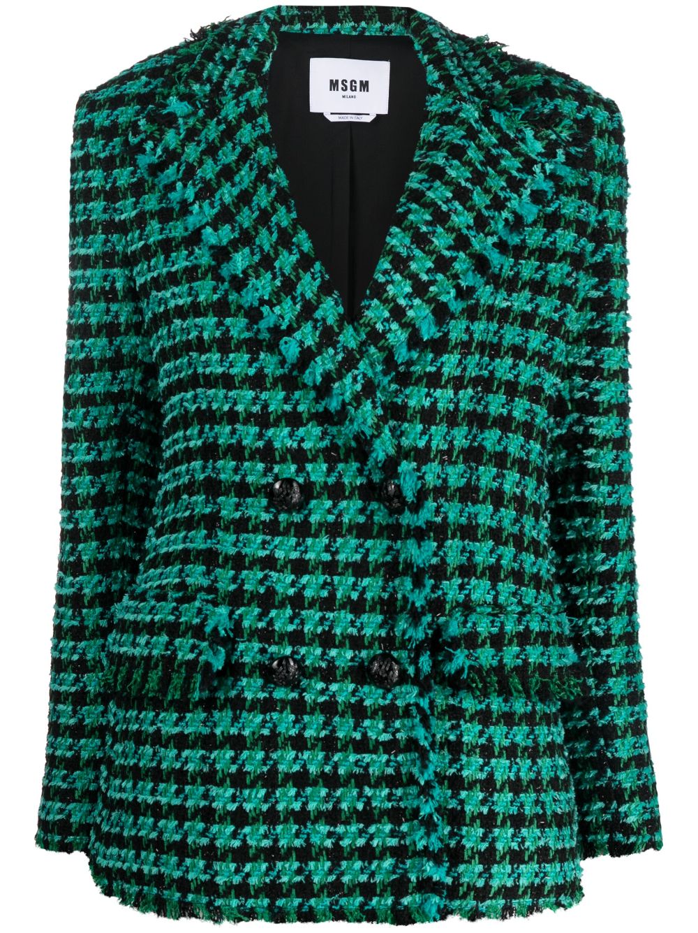 MSGM Tweed-Jacke mit Hahnentrittmuster - Grün von MSGM
