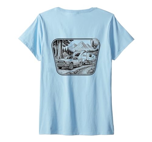 Damen National Park Camping Design gedruckt auf der Rückseite T-Shirt mit V-Ausschnitt Damen National Park Camping Design gedruckt auf der Rückseite T-Shirt mit V-Ausschnitt von MSJ World .Co | Camping