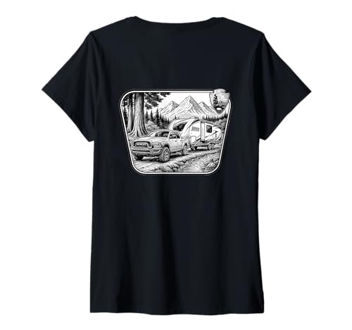Damen National Park Camping Design gedruckt auf der Rückseite T-Shirt mit V-Ausschnitt Damen National Park Camping Design gedruckt auf der Rückseite T-Shirt mit V-Ausschnitt von MSJ World .Co | Camping