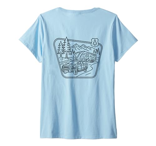 Damen National Park Camping Design gedruckt auf der Rückseite T-Shirt mit V-Ausschnitt Damen National Park Camping Design gedruckt auf der Rückseite T-Shirt mit V-Ausschnitt von MSJ World .Co | Camping