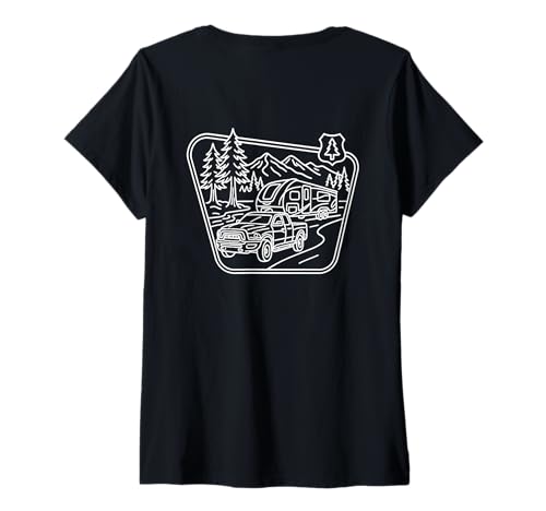 Damen National Park Camping Design gedruckt auf der Rückseite T-Shirt mit V-Ausschnitt Damen National Park Camping Design gedruckt auf der Rückseite T-Shirt mit V-Ausschnitt von MSJ World .Co | Camping