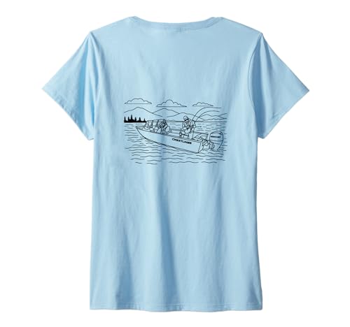 Damen Crestliner Boats Klassisches Angler-Design auf der Rückseite T-Shirt mit V-Ausschnitt von MSJ World .Co | Crestliner Boats