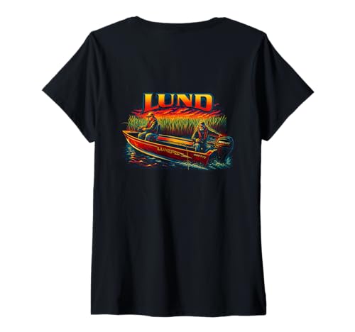 Damen Klassisches Angler-Design auf der Rückseite T-Shirt mit V-Ausschnitt Damen Klassisches Angler-Design auf der Rückseite T-Shirt mit V-Ausschnitt von MSJ World .Co | Lund Boats