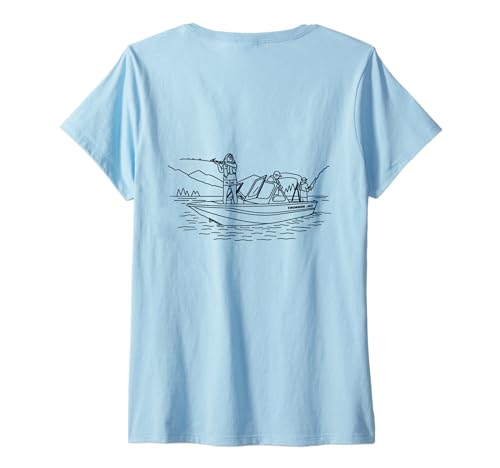 Damen Auf der Rückseite aufgedruckte Thunder Jet-Grafik von Angler, Boating T-Shirt mit V-Ausschnitt Damen Auf der Rückseite aufgedruckte Thunder Jet-Grafik von Angler, Boating T-Shirt mit V-Ausschnitt von MSJ World .Co | Thunder Boats