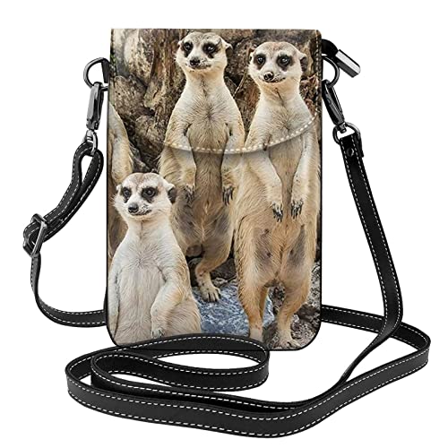 MSJS Lustiges Erdmännchen Crossbody Bag Kleine Handy Geldbörse Lässige Schultertasche für Frauen, Schwarz, Einheitsgröße von MSJS