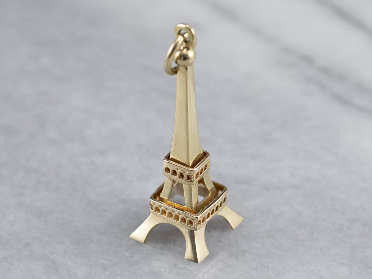 14K Gold Eiffelturm Anhänger, Paris Schmuck, Tourist Charm, La Tour Eiffel V8Rh40M9 von MSJewelers