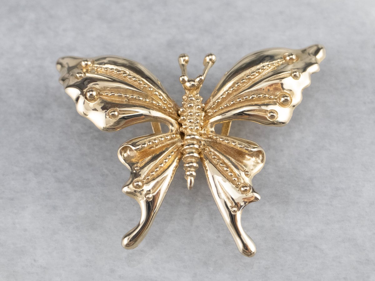 14K Gold Schmetterling Anhänger, Halskette, Statement Geschenk Für Sie, Jahrestag Geschenk, Ln0259Ky von MSJewelers