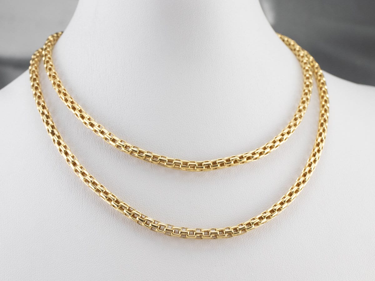 18K Gold Mesh Kette Halskette, Layering Garderoben Basics, Geflieste Kette, 30 Zoll Tz3Hcnhj von MSJewelers