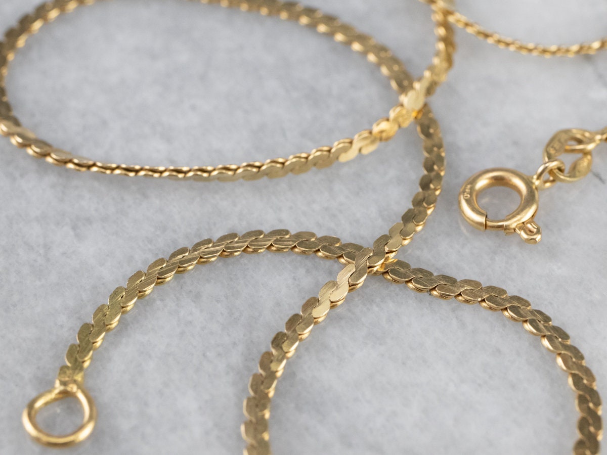 18K Gold Serpentin Kette, Layering Halskette, Flache Geschenk Für Sie, 17 Zoll 5Lxm0Quv von MSJewelers