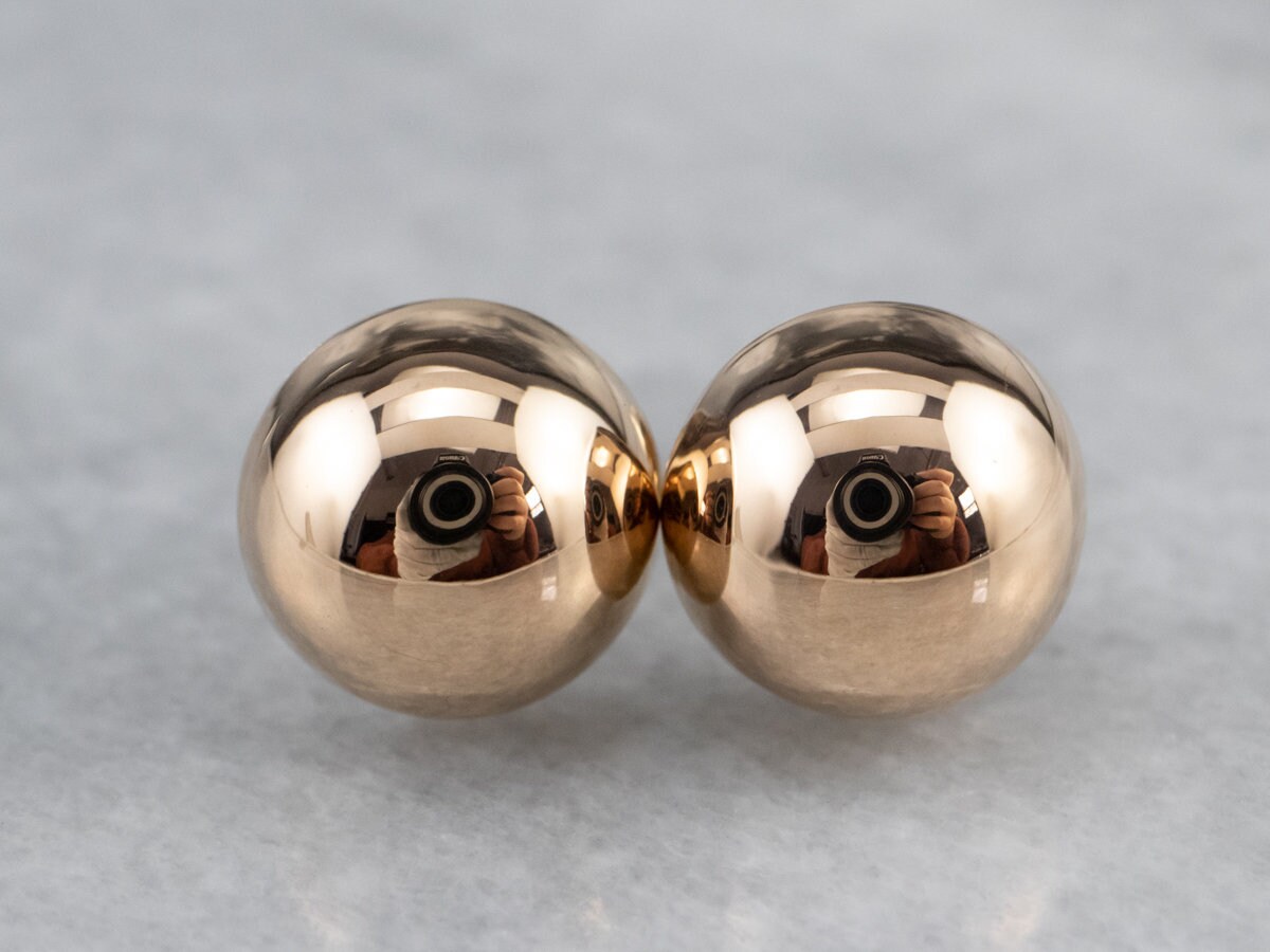 18K Rose Gold Ohrstecker, Knopf Ohrringe, Dome Schraubohrringe, Garderobe Basics, E68H914D von MSJewelers