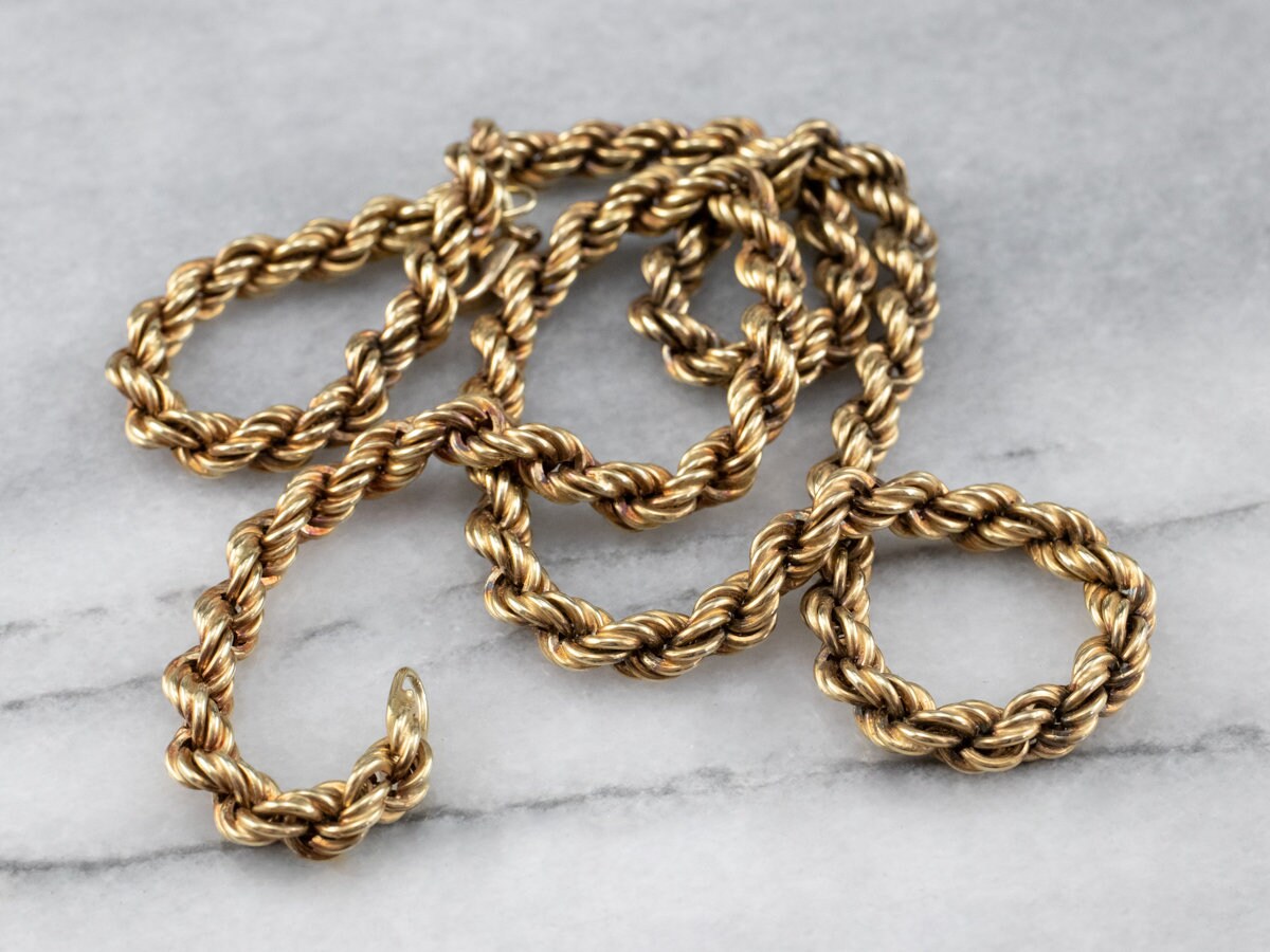 Antik Seil Twist Kette, Gelbgold Halskette, Layering Dicke Gold Anhänger Statement Kette 6Qd0Zq3E von MSJewelers