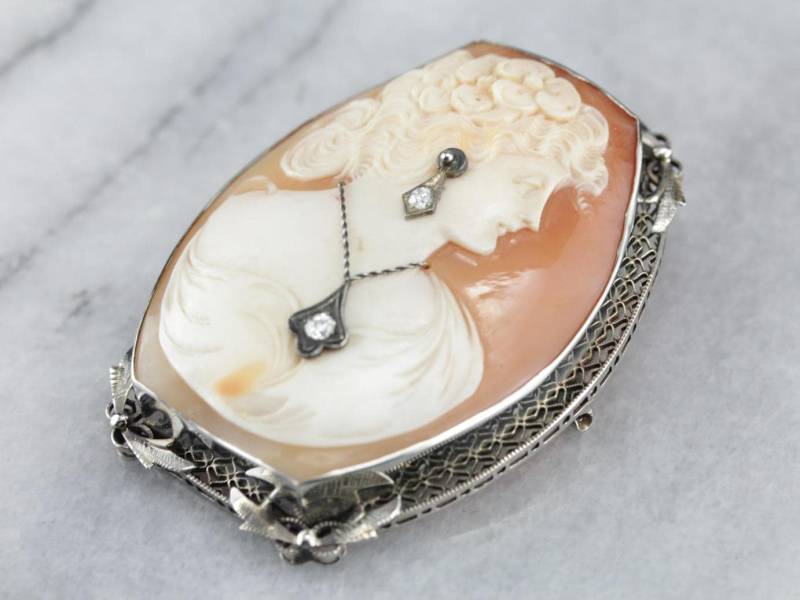 Art-Deco-Diamant Cameo-Brosche, Cameo Anhänger, Immobilien Schmuck 2E78V1Zz-D Art-Deco-Diamant Cameo-Brosche, Cameo Anhänger, Immobilien Schmuck 2E78V1Zz-D von MSJewelers