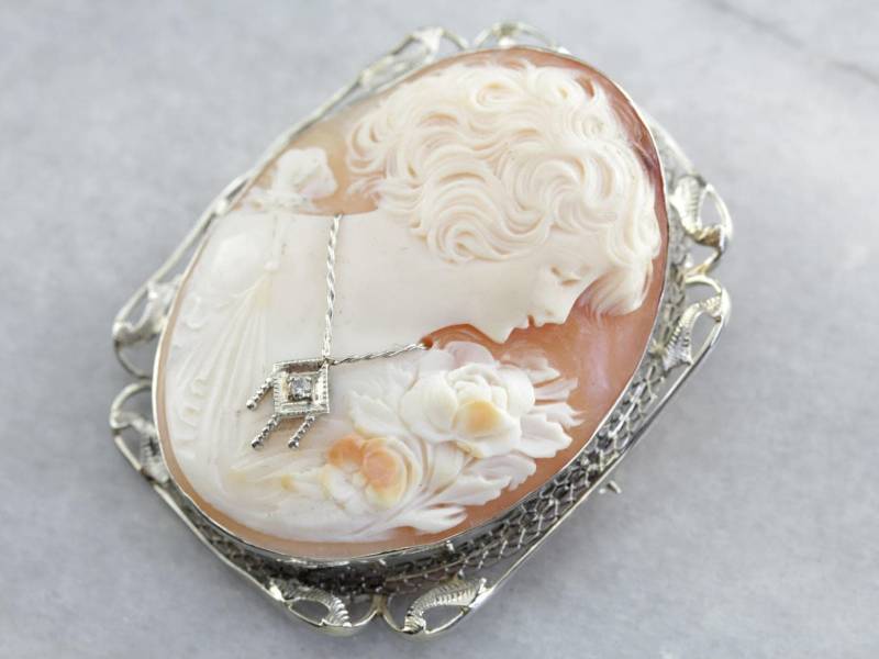 Art-Deco-Diamant Geschmückt Kamee Brosche, Antike Cameo Immobilien Schmuck, Art Deco Schmuck Cvh5Tc-D Art-Deco-Diamant Geschmückt Kamee Brosche, Antike Cameo Immobilien Schmuck, Art Deco Schmuck Cvh5Tc-D von MSJewelers
