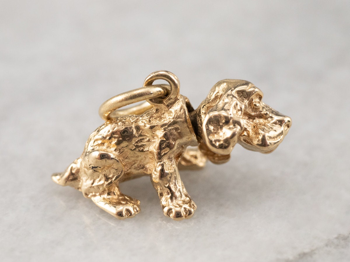 Bommelkopf Cocker Spaniel Charm, 14K Gold Hunde Tier Haustier Hund Anhänger, Layering Charm Sammler 698Txhvk von MSJewelers