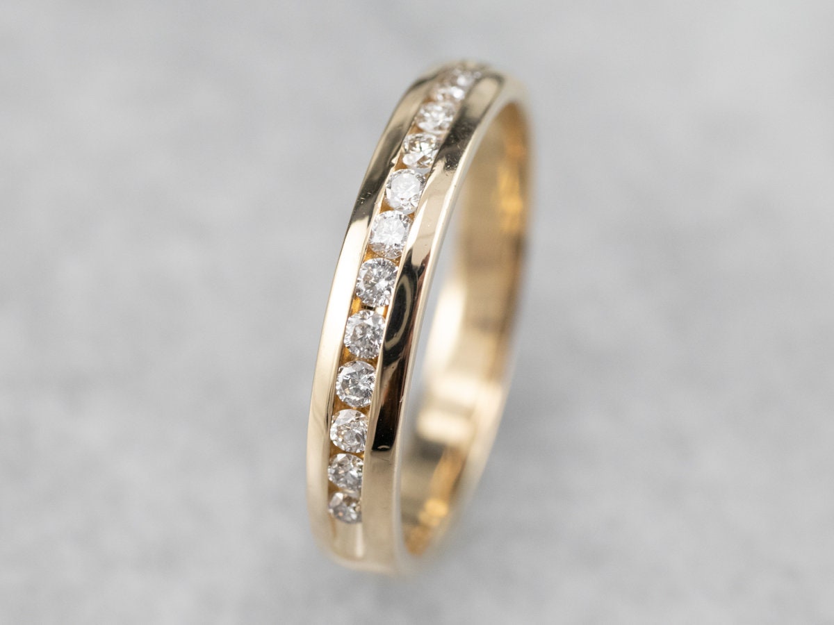 Channel Set Diamant Ehering, Gold Ring, Gelbgold Band, Jubiläumsring, Stapelband, Schmuck H0R11Mxc von MSJewelers