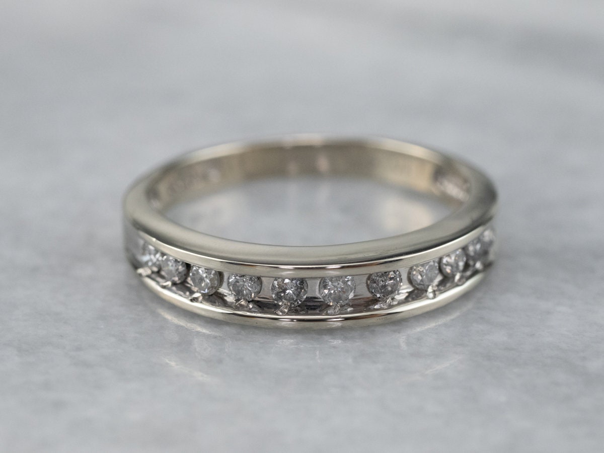 Channel Set Diamant Ehering, Stapelring, Weißgold Band, Band, Jubiläumsring, D4Lfjjuh von MSJewelers