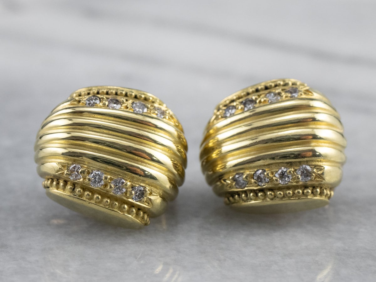 Diamant 18K Gold Ohrringe, Ohrstecker, Vintage Statement Jahrestag Geschenk, Geschenk Für Sie, T84W2780 von MSJewelers