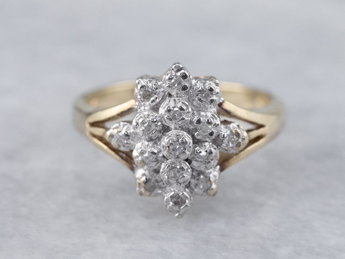 Diamant Cluster Gold Ring, Pinky Jubiläums Dinner Vintage Rechter Hand Tkjn1Yux von MSJewelers