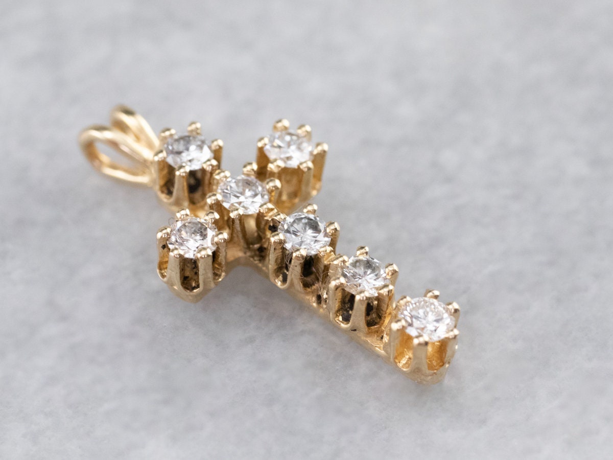 Diamant Gold Kreuz Anhänger, Religiöser Christlicher April Geburtsstein, Geschenk Für Sie, Konfirmation Geschenk, Xyfschaftvp7 von MSJewelers