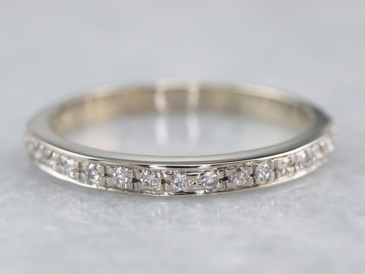 Diamant Weißgold Ehering, Jahrestag Ring, Stapelband, Vintage Pf63D4K6 von MSJewelers