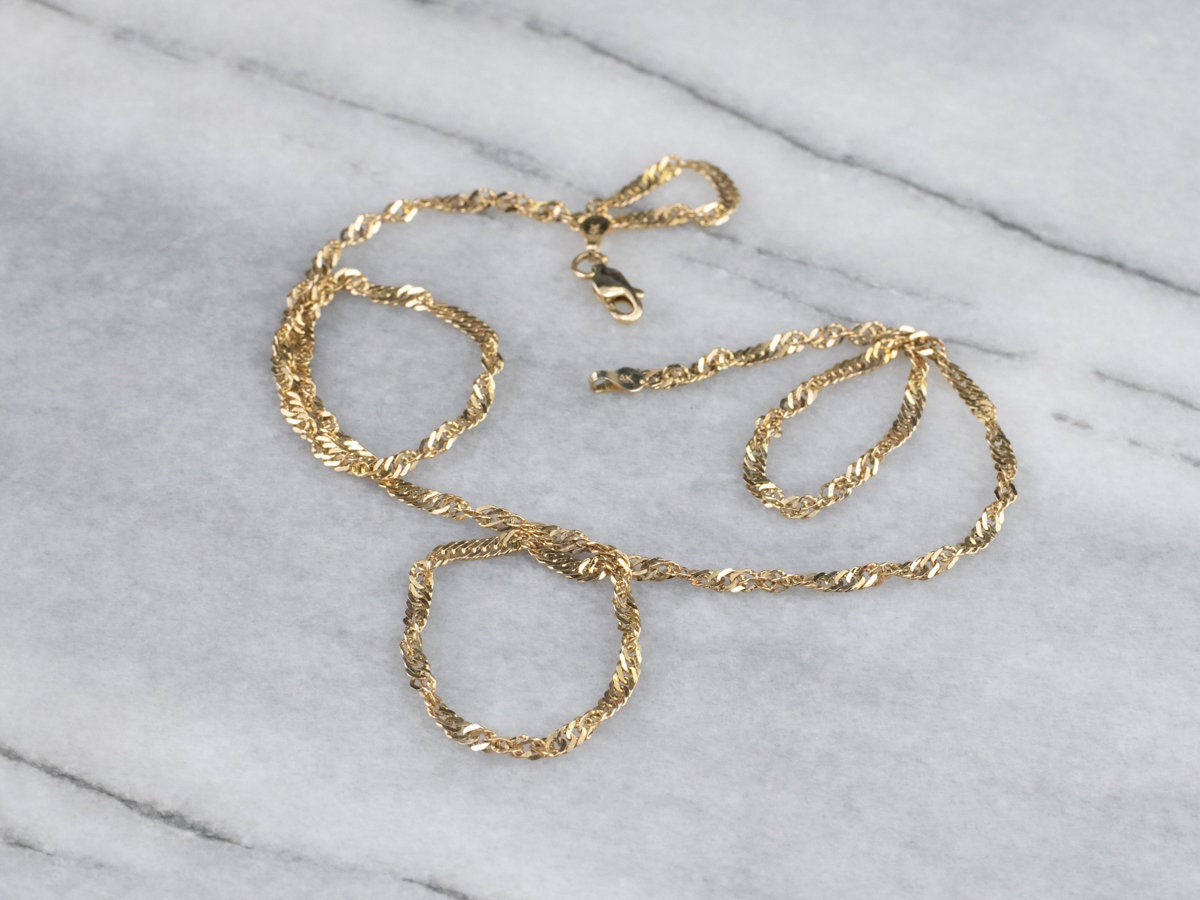 Gelbgold Singapur Twist Kette, 14K Unisex Layering Kettenanhänger, Goldkette Halskette 0F9M30Cr von MSJewelers