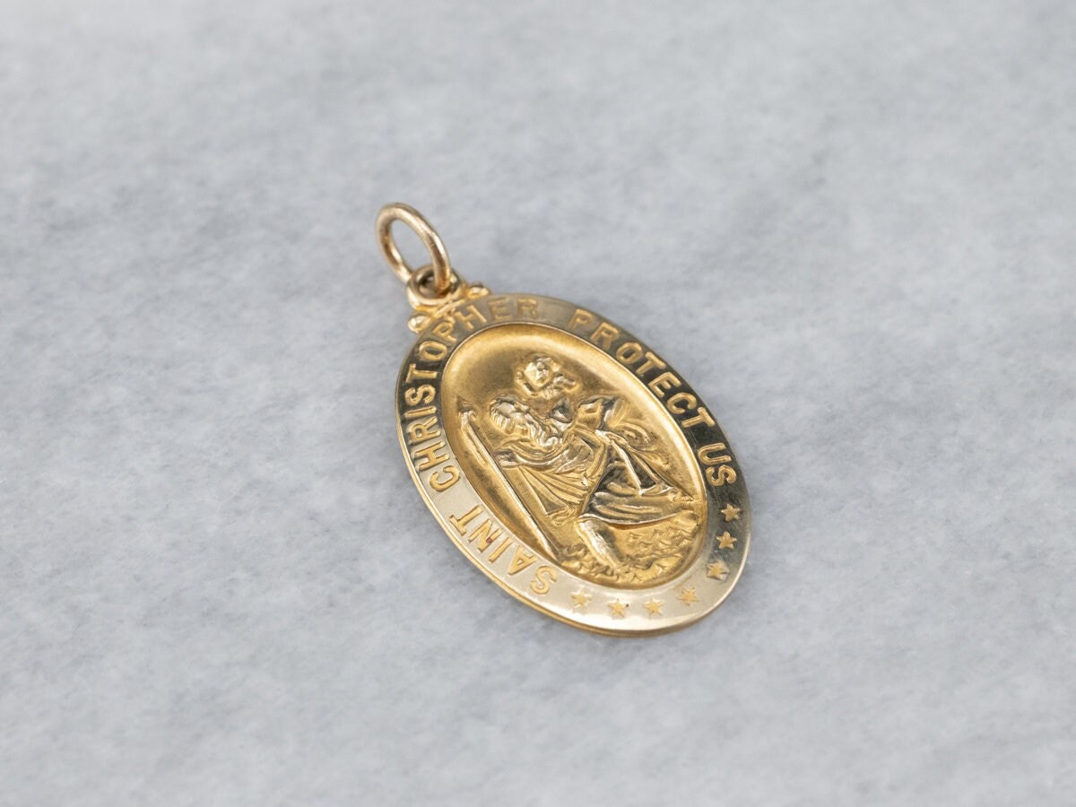 Heiliger Christopher Medaillon, Religiöses Goldmedaillon, 14K Gold Religiöse Medaille, Unisex Geschenk, Layering Anhänger, Geschenk Tx70Nq6Z von MSJewelers