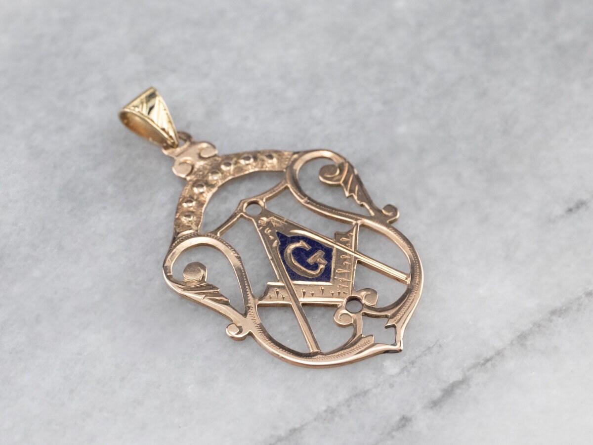 Masonic Emaille Gold Anhänger, Fraternal Geschenk Für Ihn, Freimaurer Schmuck, Symbol, Pza5Y9Uf von MSJewelers