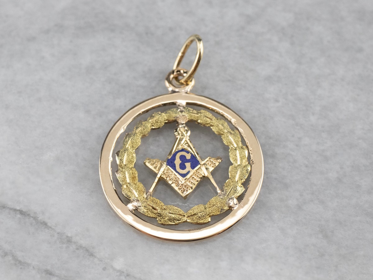 Masonic Emaille Gold Anhänger, Medal, Freimaurer Schmuck, Fraternal Geschenk Für Ihn, 4D1Mta3H von MSJewelers