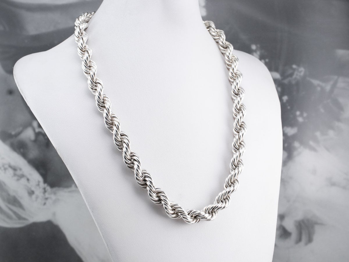 Mexiko Taxco Sterling Silber Seil Halskette, Schwere Kette, Statement Schmuck, Unisex Kette Wt49xlm0 von MSJewelers