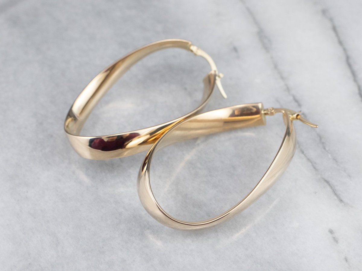 Ovale Ohrringe, Gold Hoops, Twist Hoop 14K Gelbgold, Schlichte Tropfen Geschenke Für Sie 6Rmuh2Ex von MSJewelers