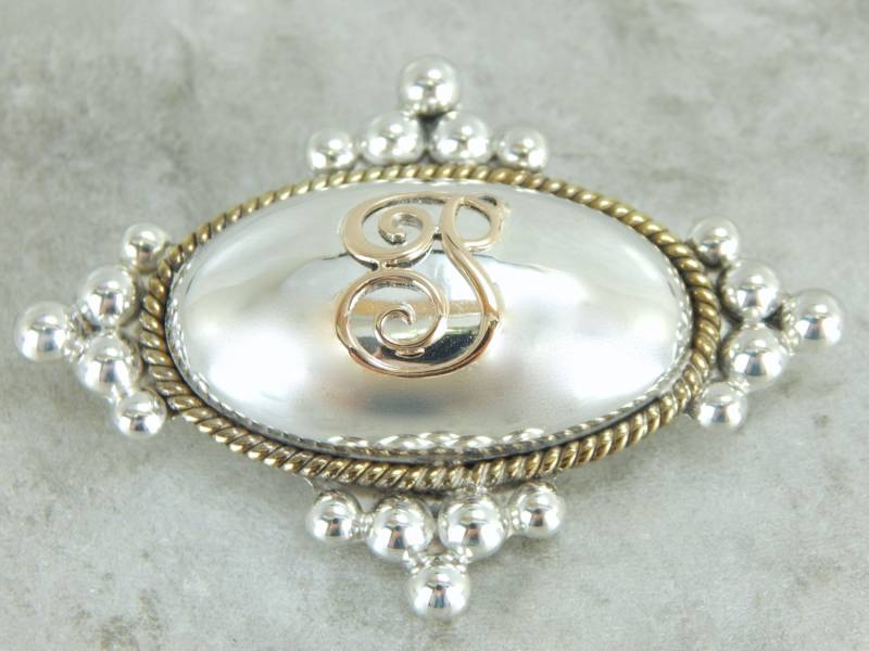 P Monogrammiert Brosche Oder Anhänger in Silber Und Gold Tzqmax-D P Monogrammiert Brosche Oder Anhänger in Silber Und Gold Tzqmax-D von MSJewelers