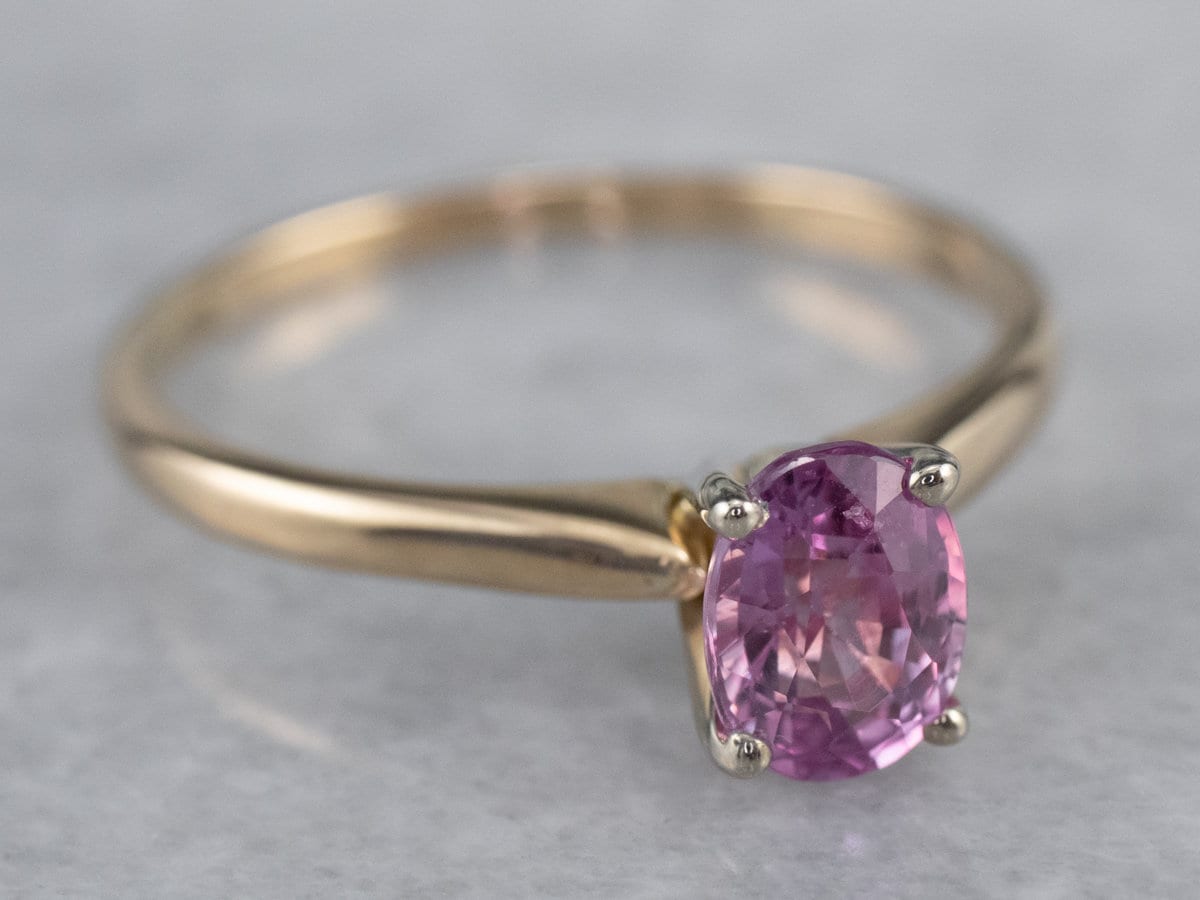 Rosa Saphir Solitär Ring, Verlobung, Gold Zweifarbiger September Geburtsstein, 28C7Jdux von MSJewelers